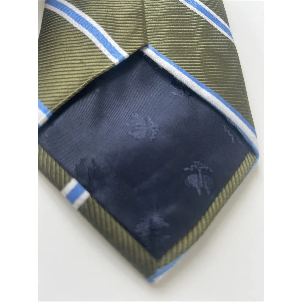 Brooks Brothers Silk‎ USA Made Woven Italy Neck Tie Green White Blue 59